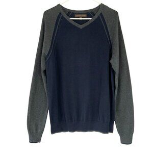 Sebastian Cooper Gray/Blue Long Sleeve V-Neck Pullover Knit Sweater Size M